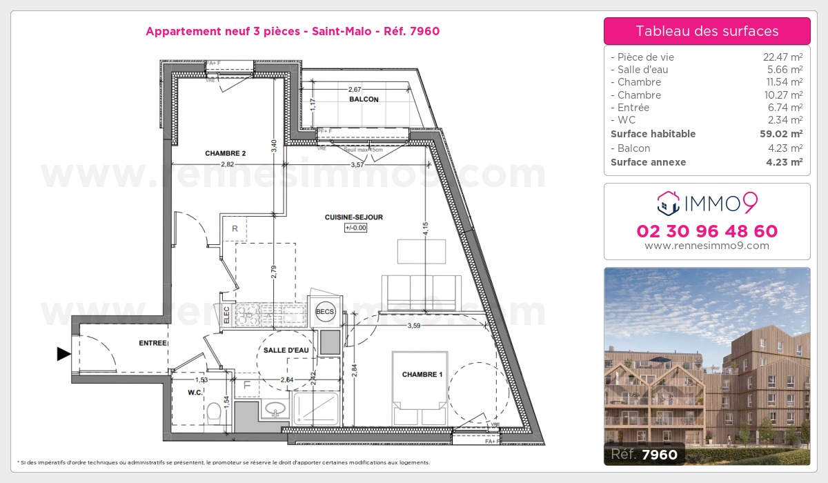Plan et surfaces, Programme neuf Saint-Malo Référence n° 7960