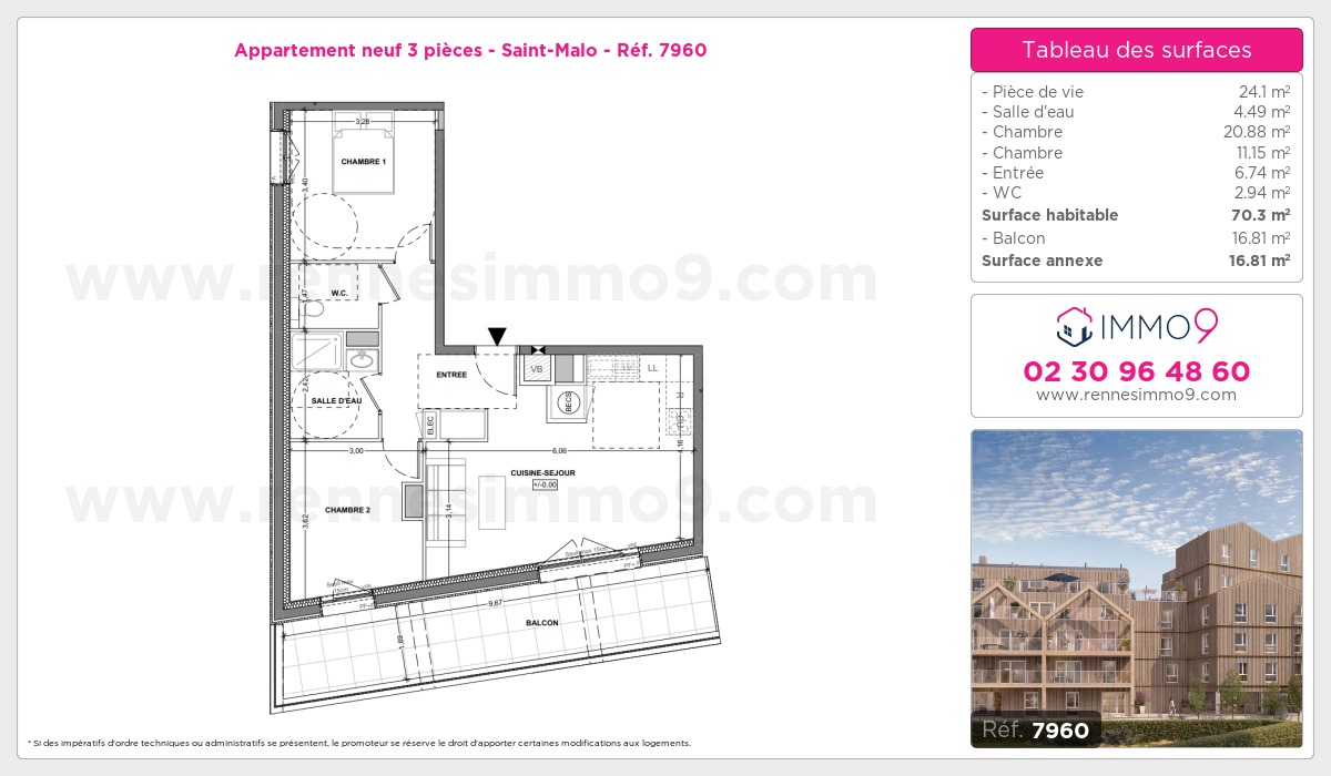 Plan et surfaces, Programme neuf Saint-Malo Référence n° 7960