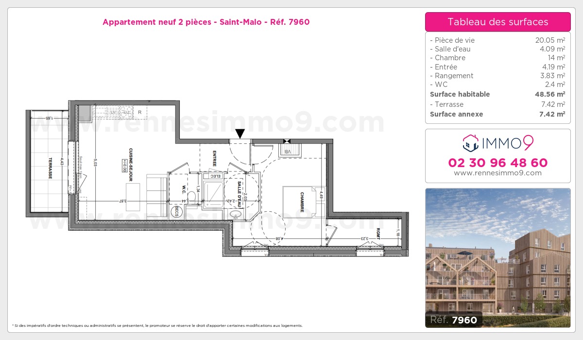 Plan et surfaces, Programme neuf Saint-Malo Référence n° 7960