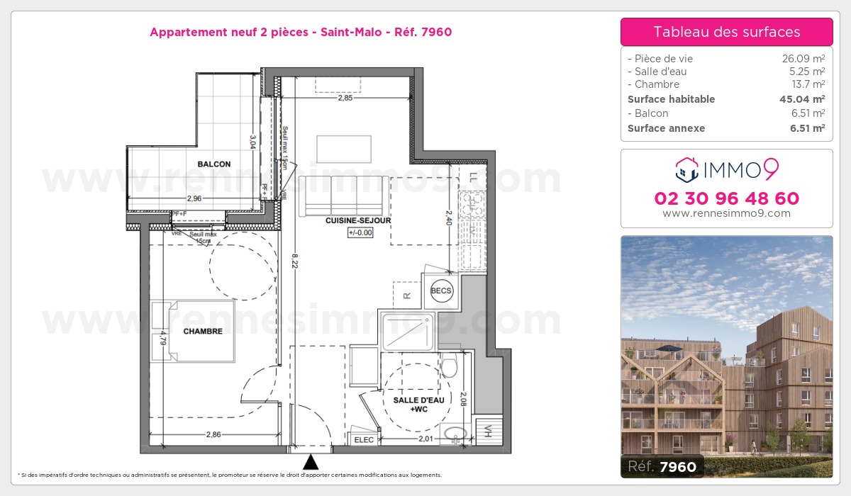 Plan et surfaces, Programme neuf Saint-Malo Référence n° 7960