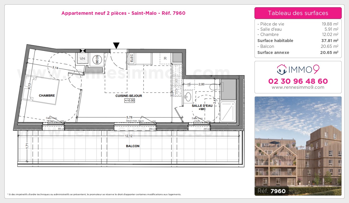 Plan et surfaces, Programme neuf Saint-Malo Référence n° 7960