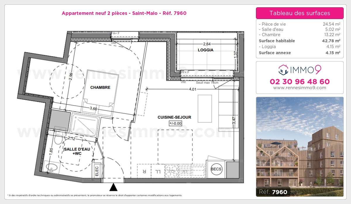 Plan et surfaces, Programme neuf Saint-Malo Référence n° 7960