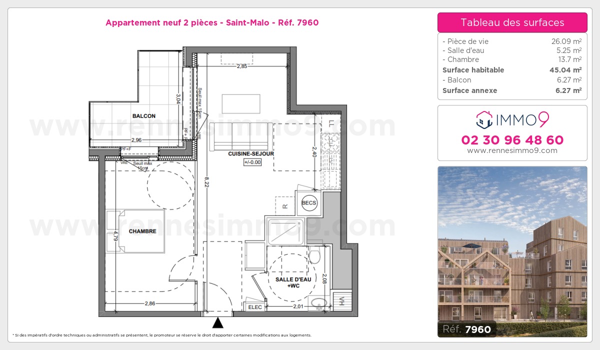 Plan et surfaces, Programme neuf Saint-Malo Référence n° 7960