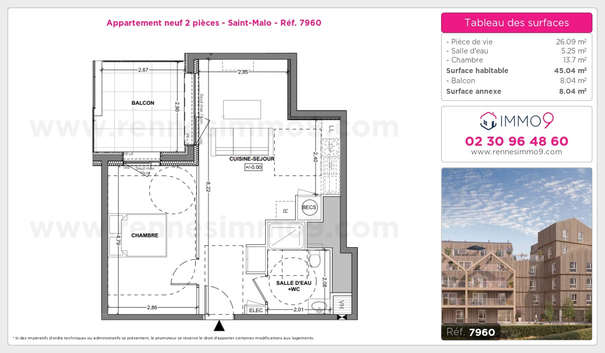 Plan et surfaces, Programme neuf Saint-Malo Référence n° 7960