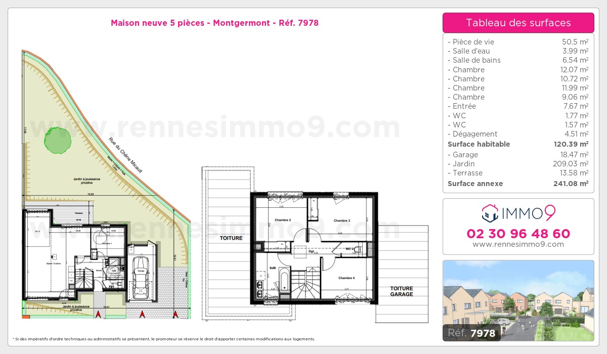 Plan et surfaces, Programme neuf Montgermont Référence n° 7978