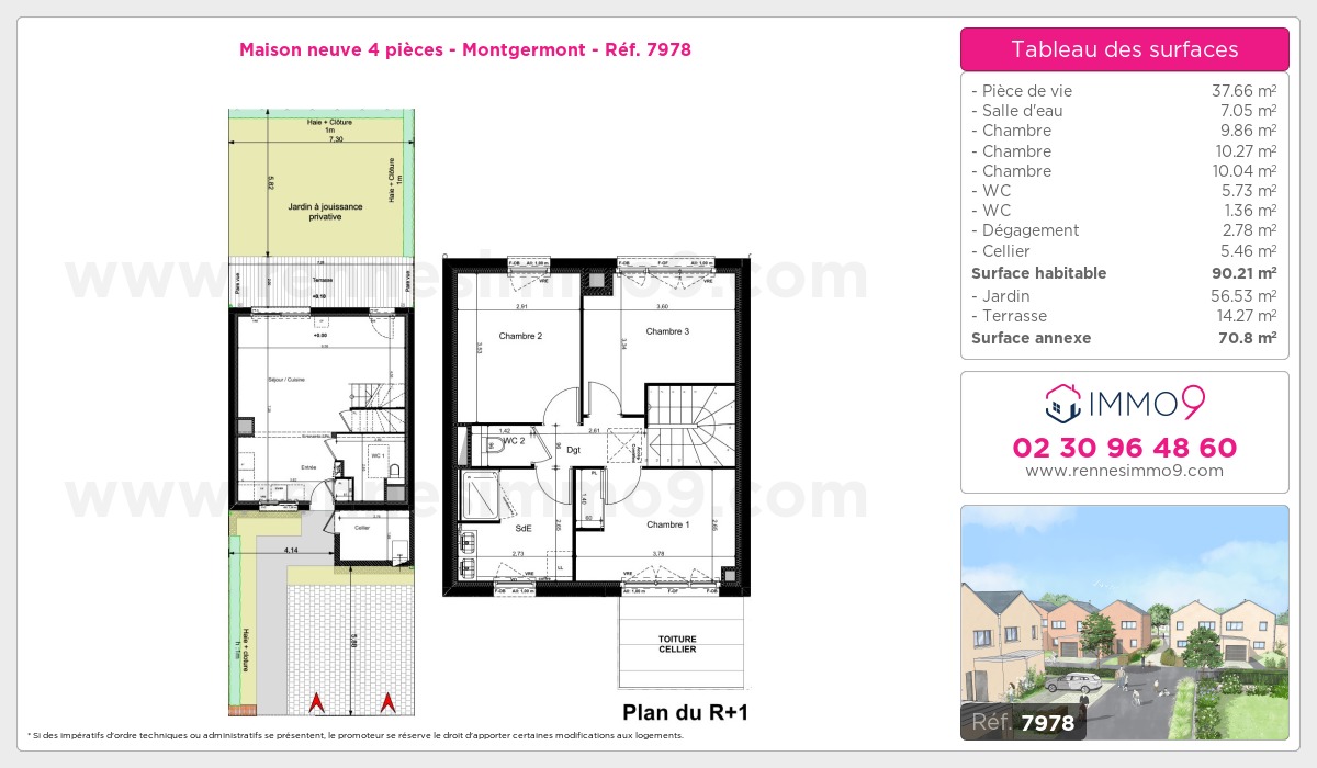 Plan et surfaces, Programme neuf Montgermont Référence n° 7978