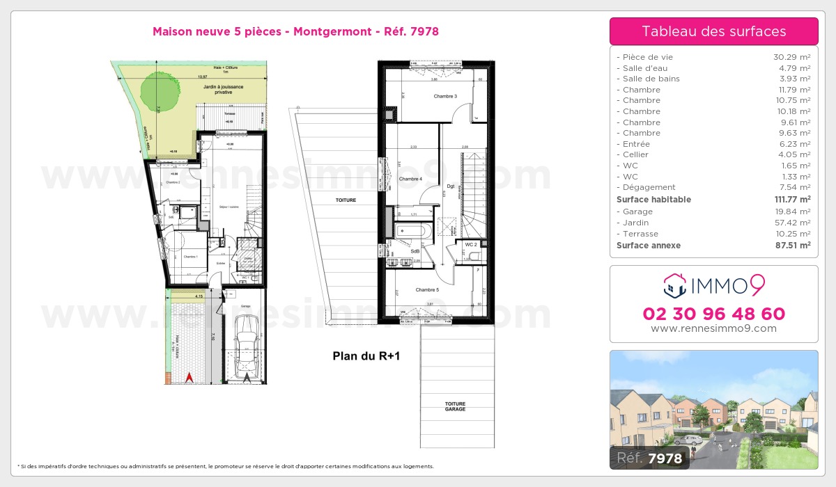Plan et surfaces, Programme neuf Montgermont Référence n° 7978