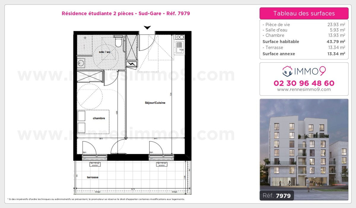 Plan et surfaces, Programme neuf Rennes : Sud-Gare Référence n° 7979