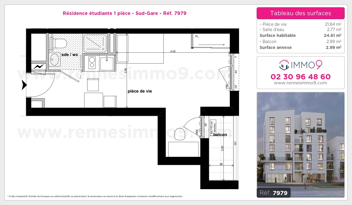 Plan et surfaces, Programme neuf Rennes : Sud-Gare Référence n° 7979