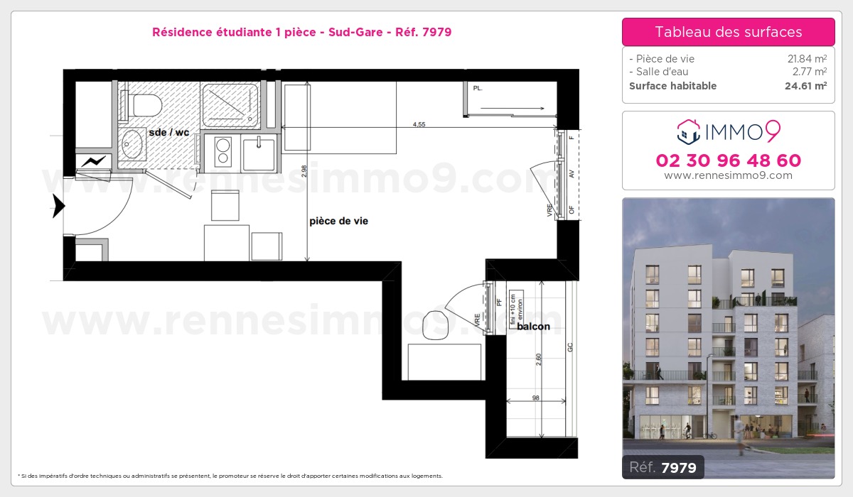 Plan et surfaces, Programme neuf Rennes : Sud-Gare Référence n° 7979