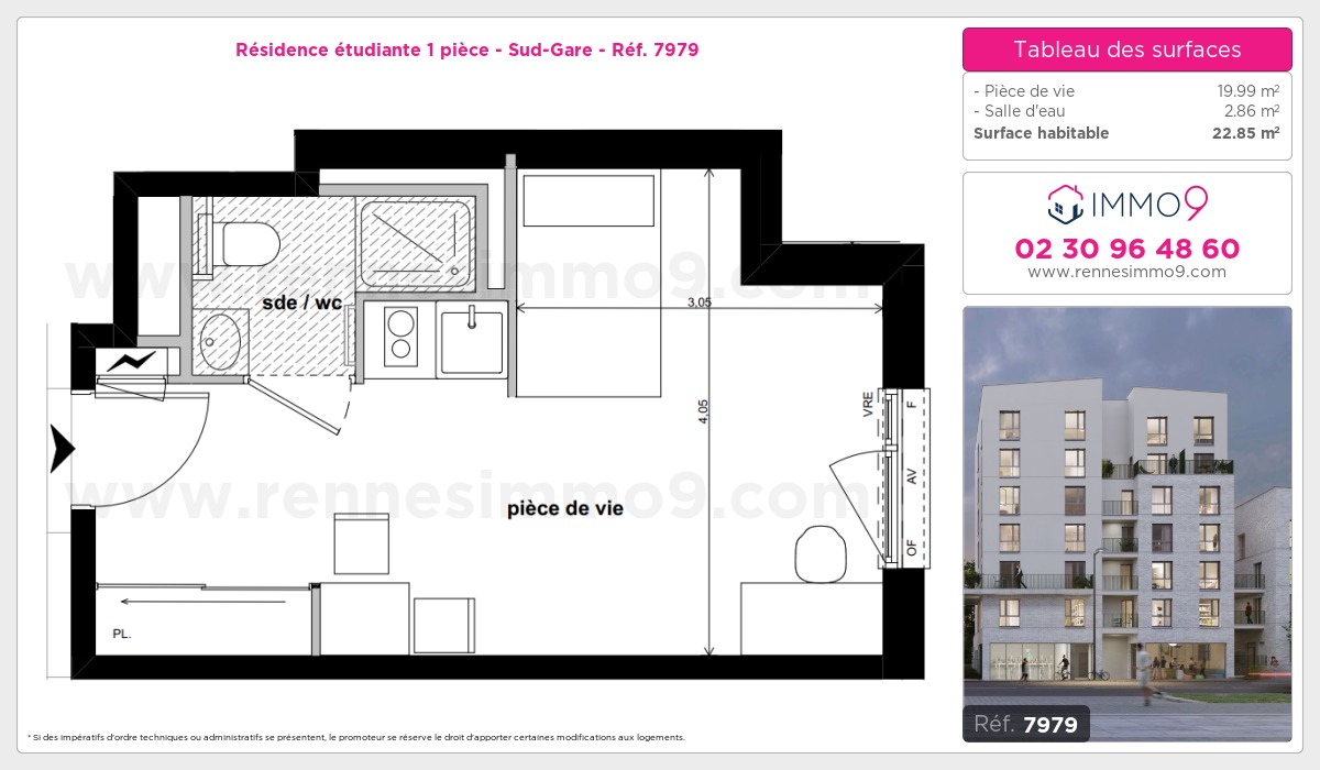 Plan et surfaces, Programme neuf Rennes : Sud-Gare Référence n° 7979