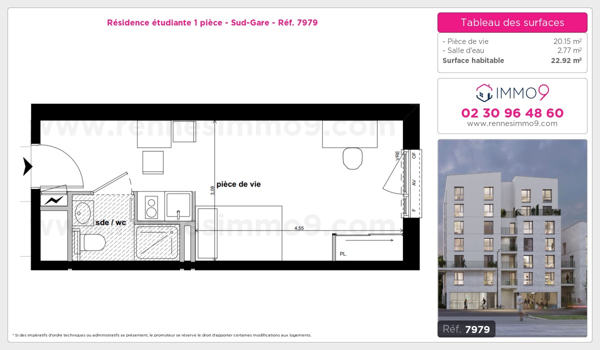 Plan et surfaces, Programme neuf Rennes : Sud-Gare Référence n° 7979