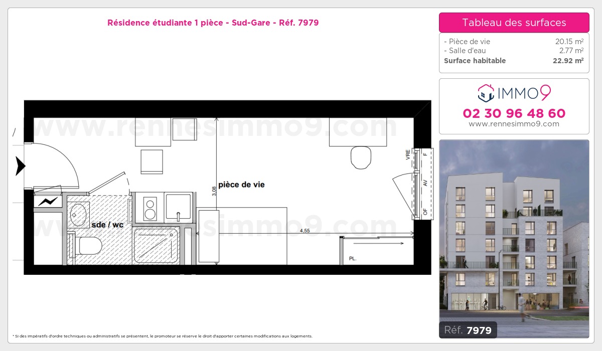 Plan et surfaces, Programme neuf Rennes : Sud-Gare Référence n° 7979