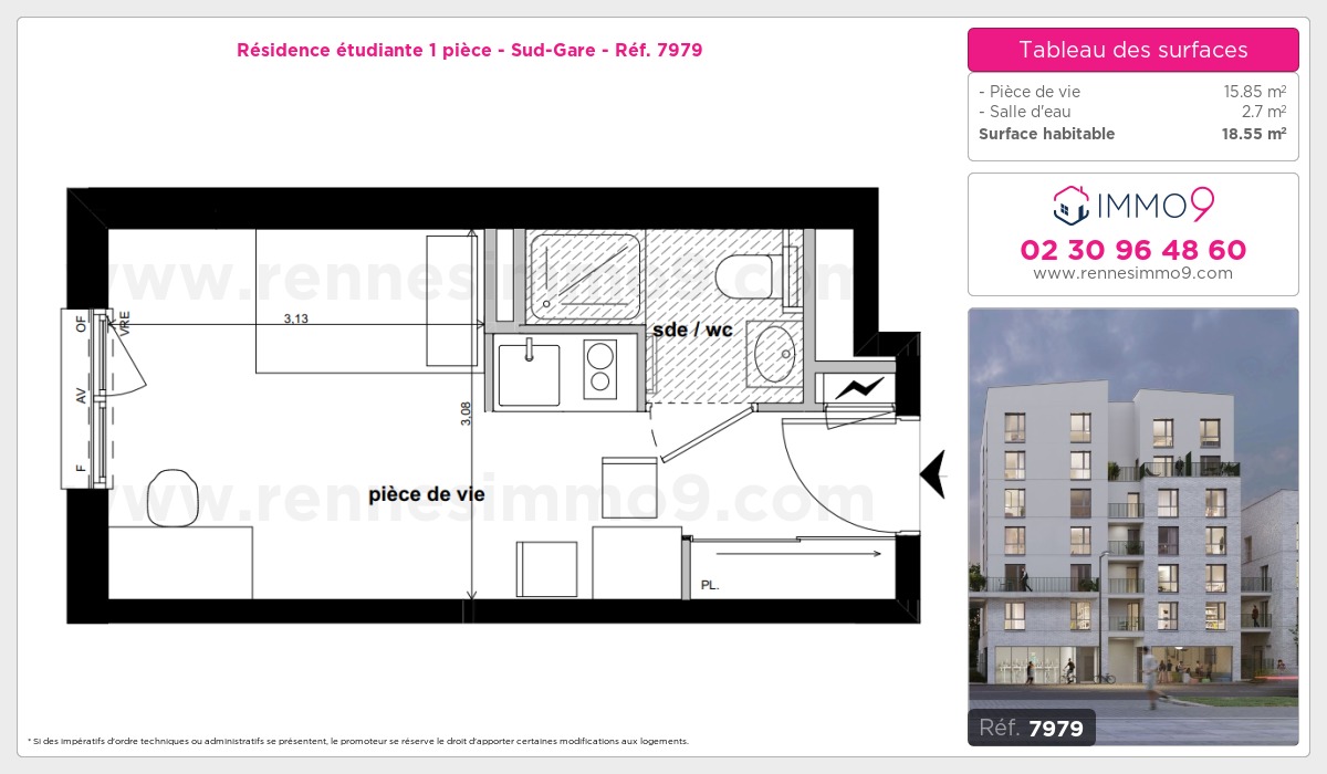 Plan et surfaces, Programme neuf Rennes : Sud-Gare Référence n° 7979