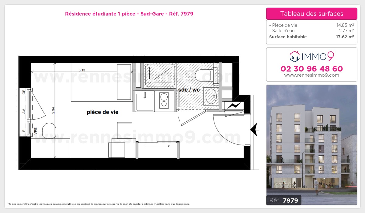 Plan et surfaces, Programme neuf Rennes : Sud-Gare Référence n° 7979
