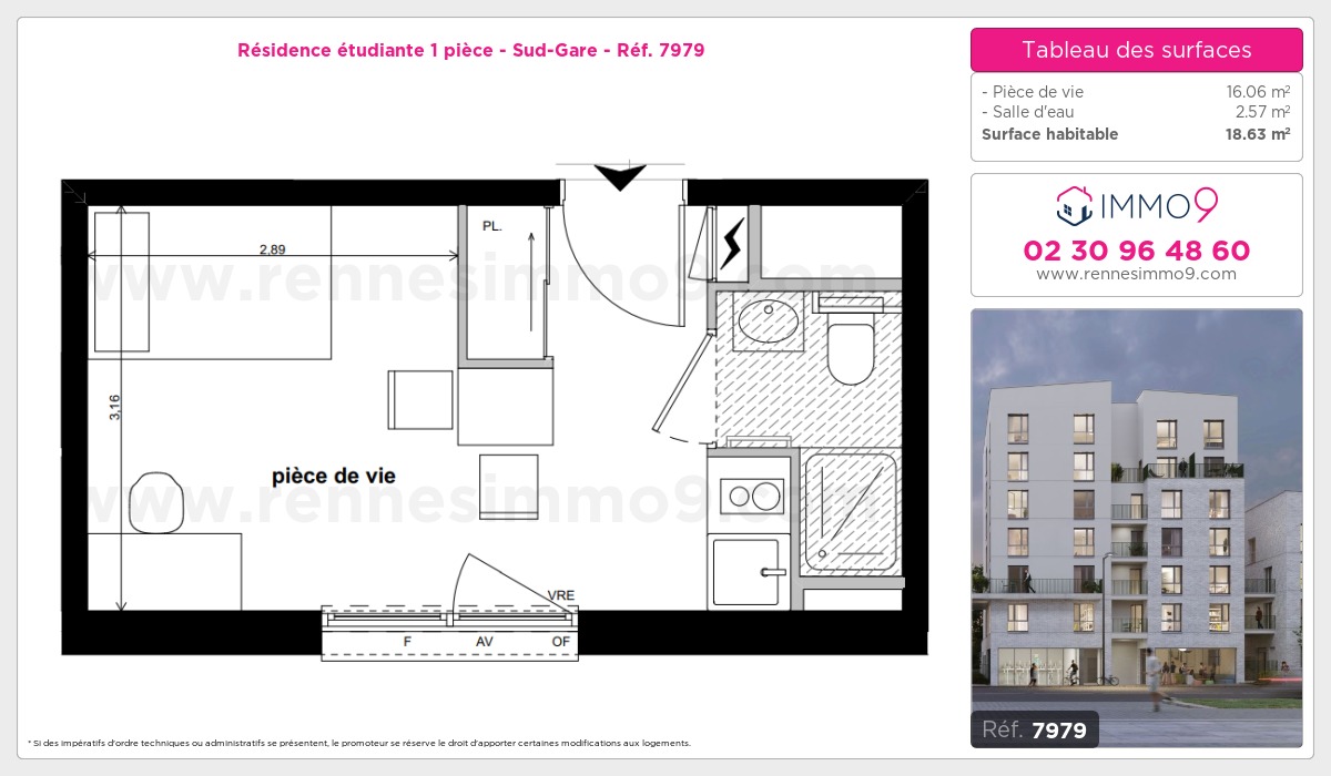 Plan et surfaces, Programme neuf Rennes : Sud-Gare Référence n° 7979