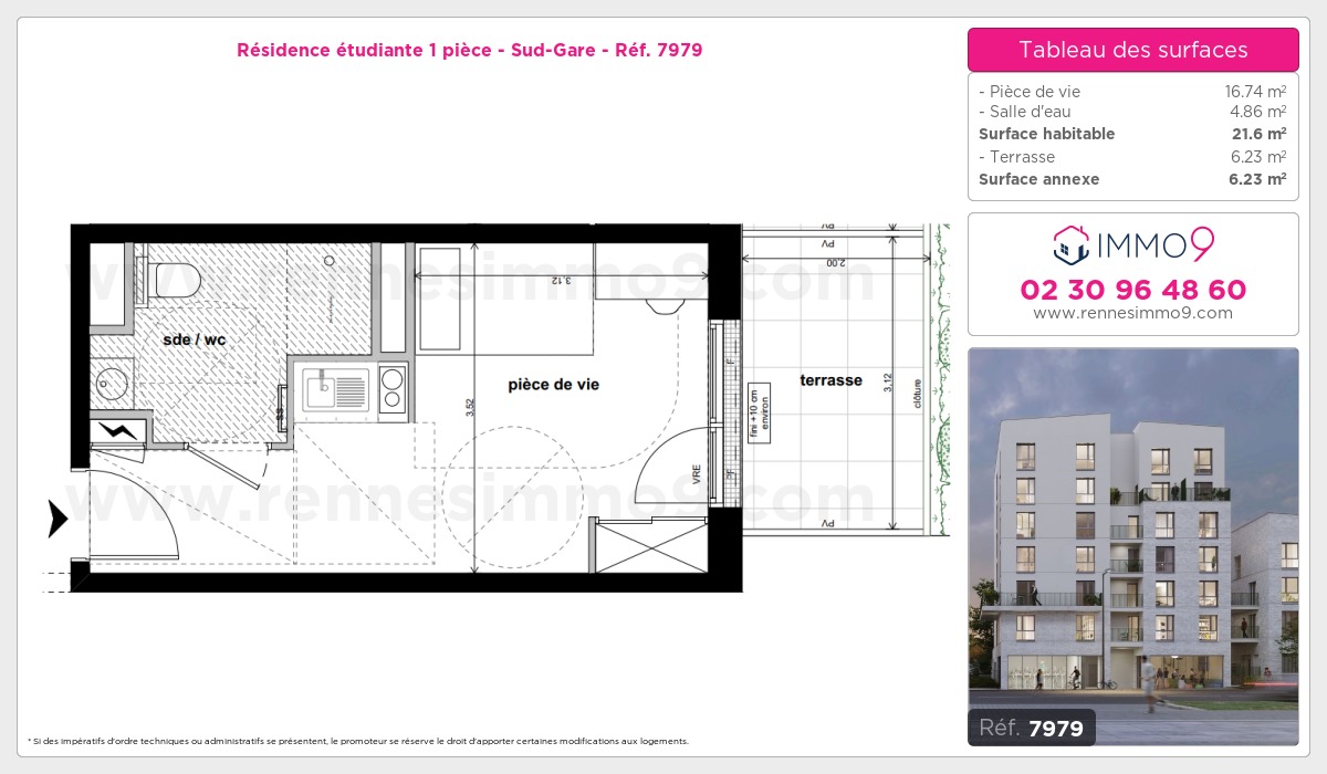 Plan et surfaces, Programme neuf Rennes : Sud-Gare Référence n° 7979