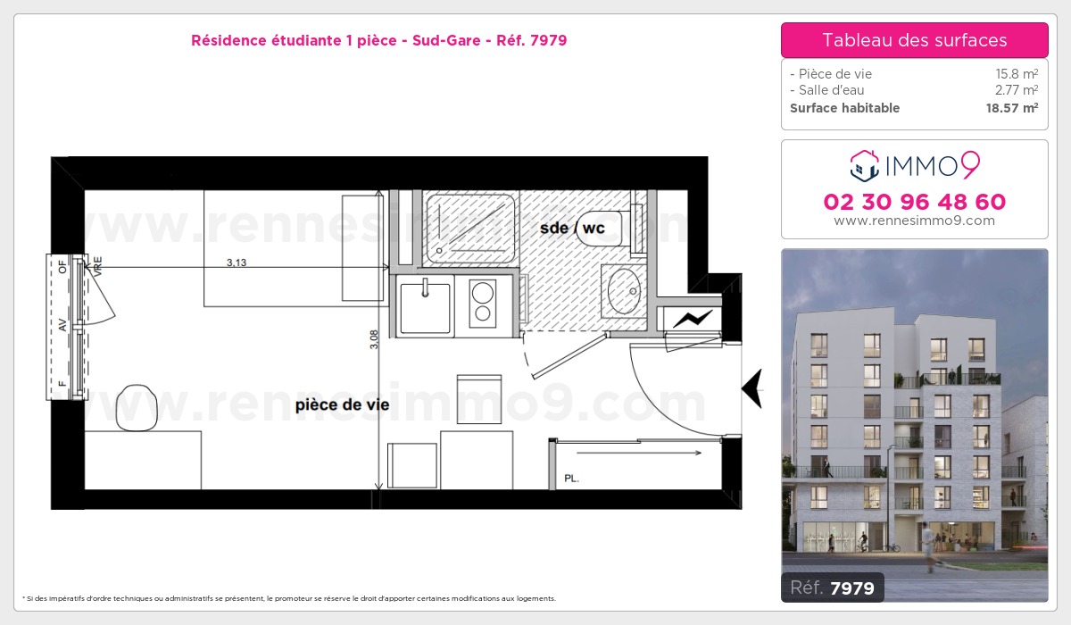 Plan et surfaces, Programme neuf Rennes : Sud-Gare Référence n° 7979