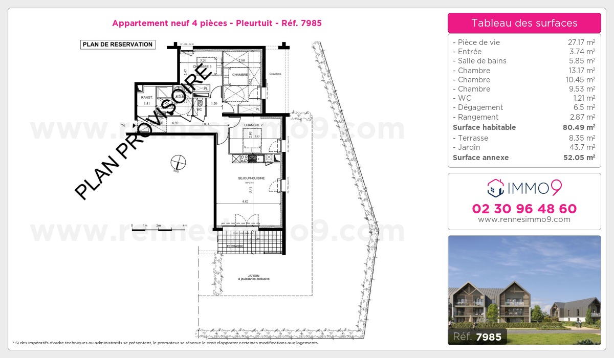 Plan et surfaces, Programme neuf Pleurtuit Référence n° 7985
