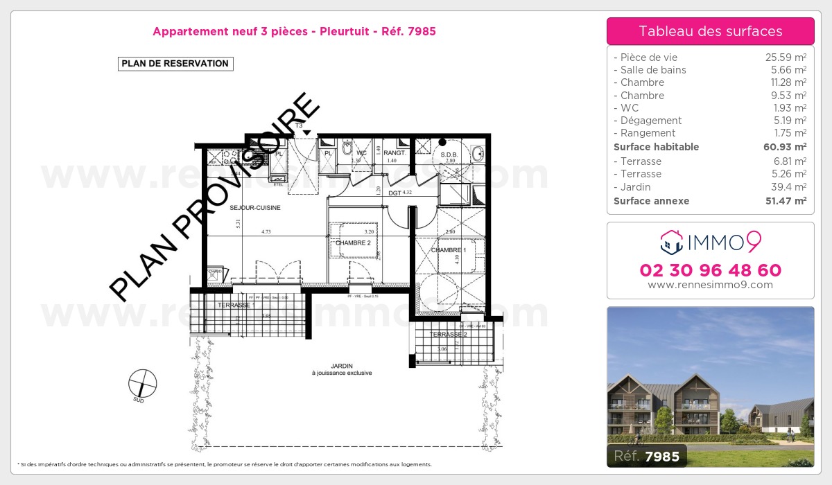 Plan et surfaces, Programme neuf Pleurtuit Référence n° 7985