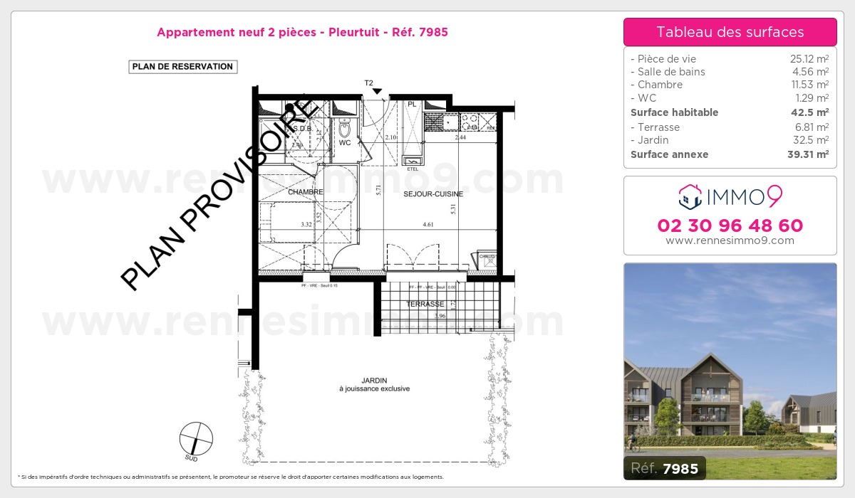 Plan et surfaces, Programme neuf Pleurtuit Référence n° 7985