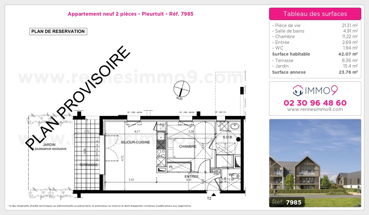 Plan et surfaces, Programme neuf Pleurtuit Référence n° 7985