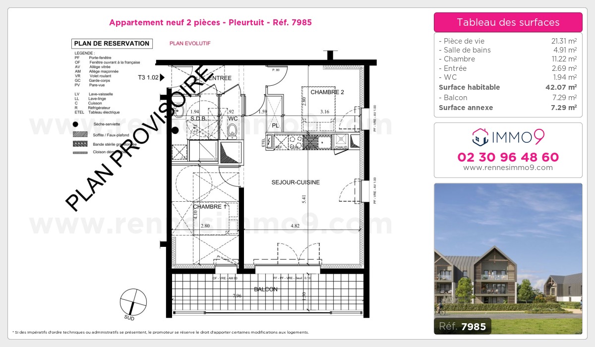 Plan et surfaces, Programme neuf Pleurtuit Référence n° 7985
