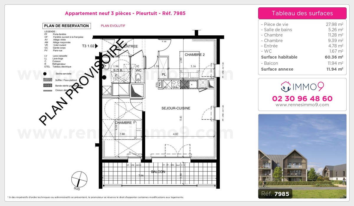 Plan et surfaces, Programme neuf Pleurtuit Référence n° 7985