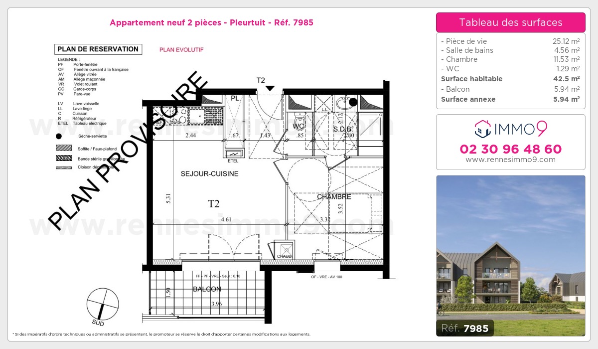 Plan et surfaces, Programme neuf Pleurtuit Référence n° 7985