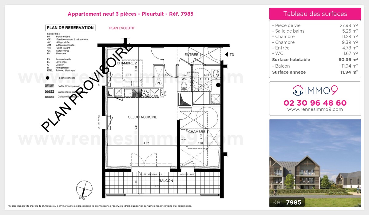 Plan et surfaces, Programme neuf Pleurtuit Référence n° 7985