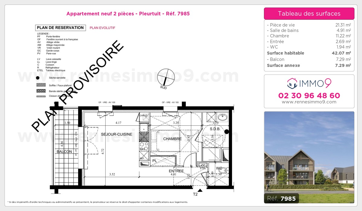 Plan et surfaces, Programme neuf Pleurtuit Référence n° 7985