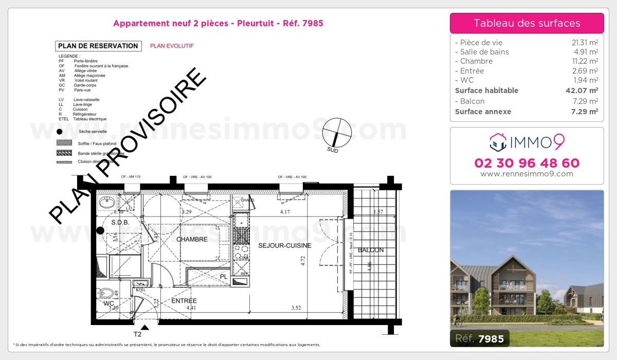 Plan et surfaces, Programme neuf Pleurtuit Référence n° 7985