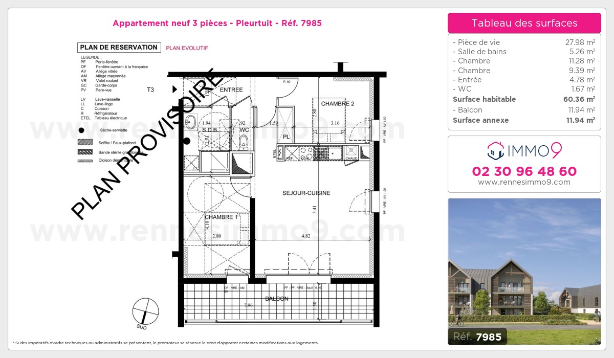 Plan et surfaces, Programme neuf Pleurtuit Référence n° 7985