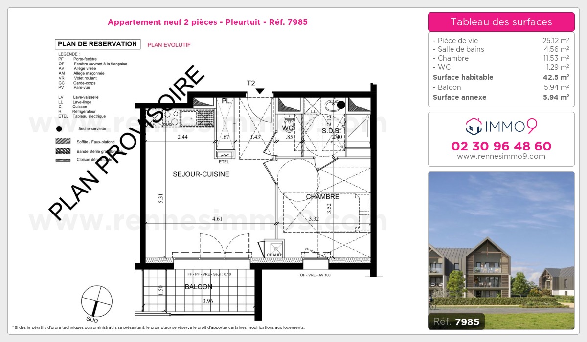 Plan et surfaces, Programme neuf Pleurtuit Référence n° 7985