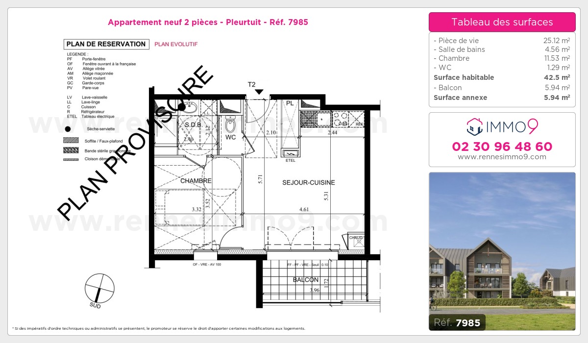 Plan et surfaces, Programme neuf Pleurtuit Référence n° 7985