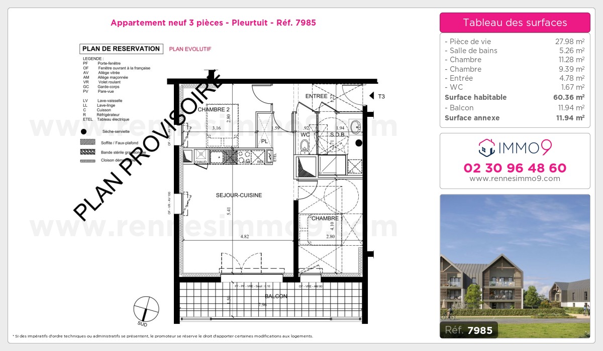 Plan et surfaces, Programme neuf Pleurtuit Référence n° 7985