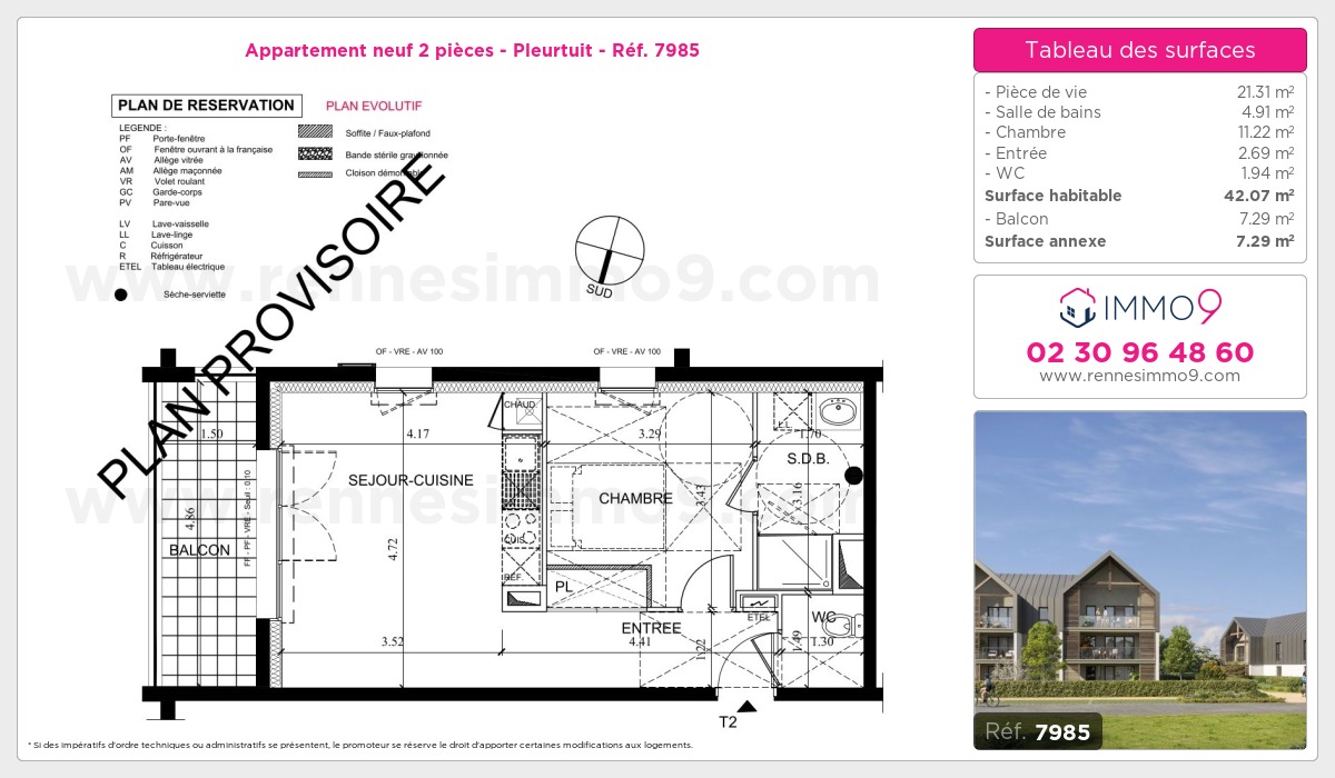 Plan et surfaces, Programme neuf Pleurtuit Référence n° 7985