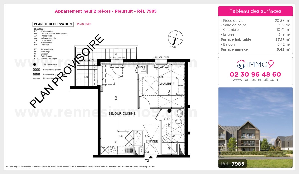 Plan et surfaces, Programme neuf Pleurtuit Référence n° 7985