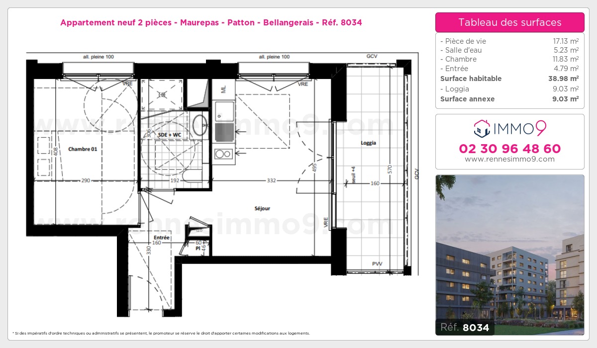 Plan et surfaces, Programme neuf Rennes : Maurepas - Patton - Bellangerais Référence n° 8034