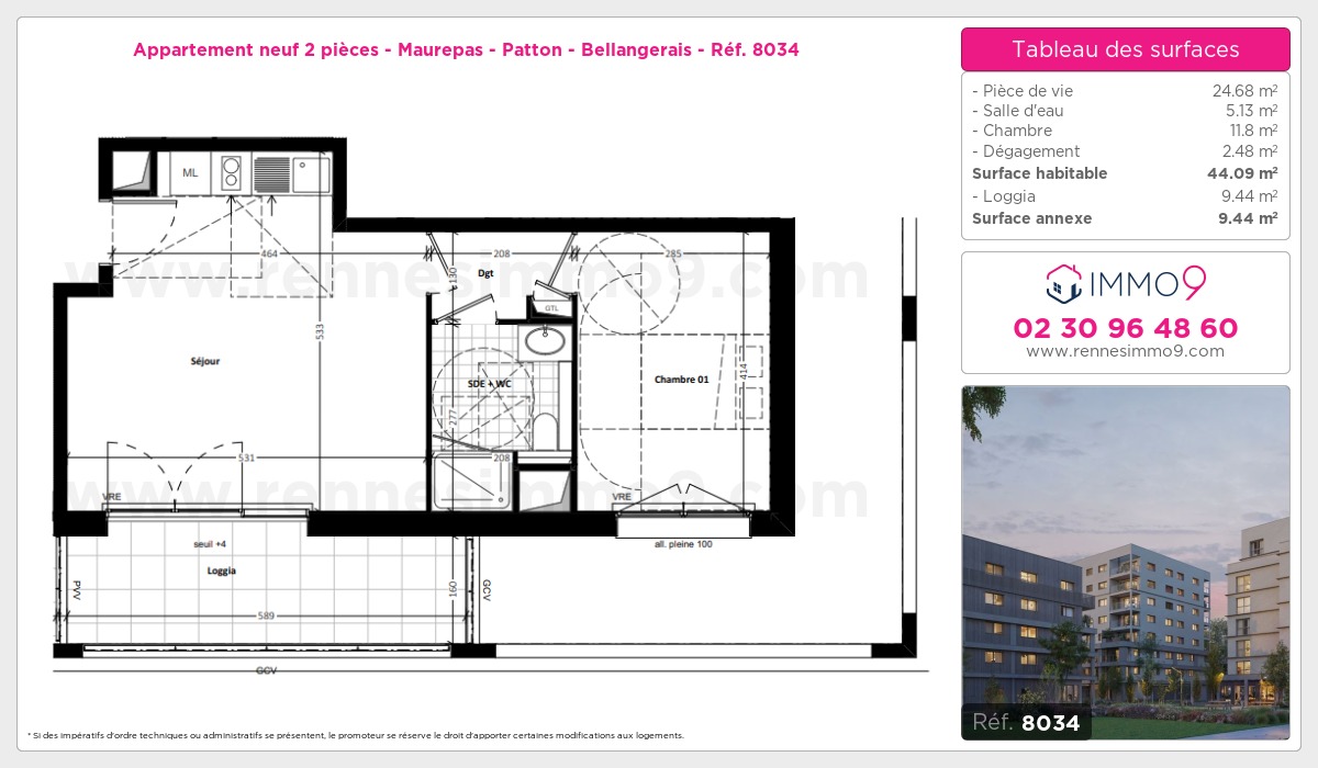 Plan et surfaces, Programme neuf Rennes : Maurepas - Patton - Bellangerais Référence n° 8034