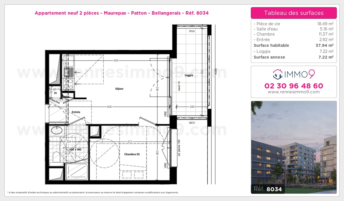 Plan et surfaces, Programme neuf Rennes : Maurepas - Patton - Bellangerais Référence n° 8034