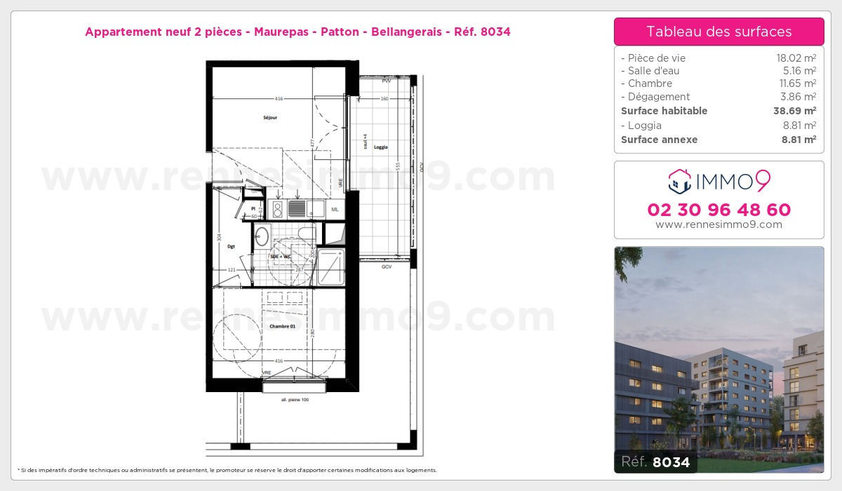 Plan et surfaces, Programme neuf Rennes : Maurepas - Patton - Bellangerais Référence n° 8034
