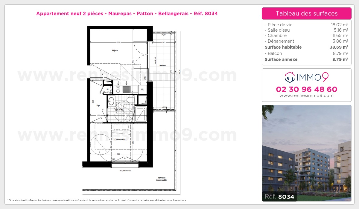 Plan et surfaces, Programme neuf Rennes : Maurepas - Patton - Bellangerais Référence n° 8034