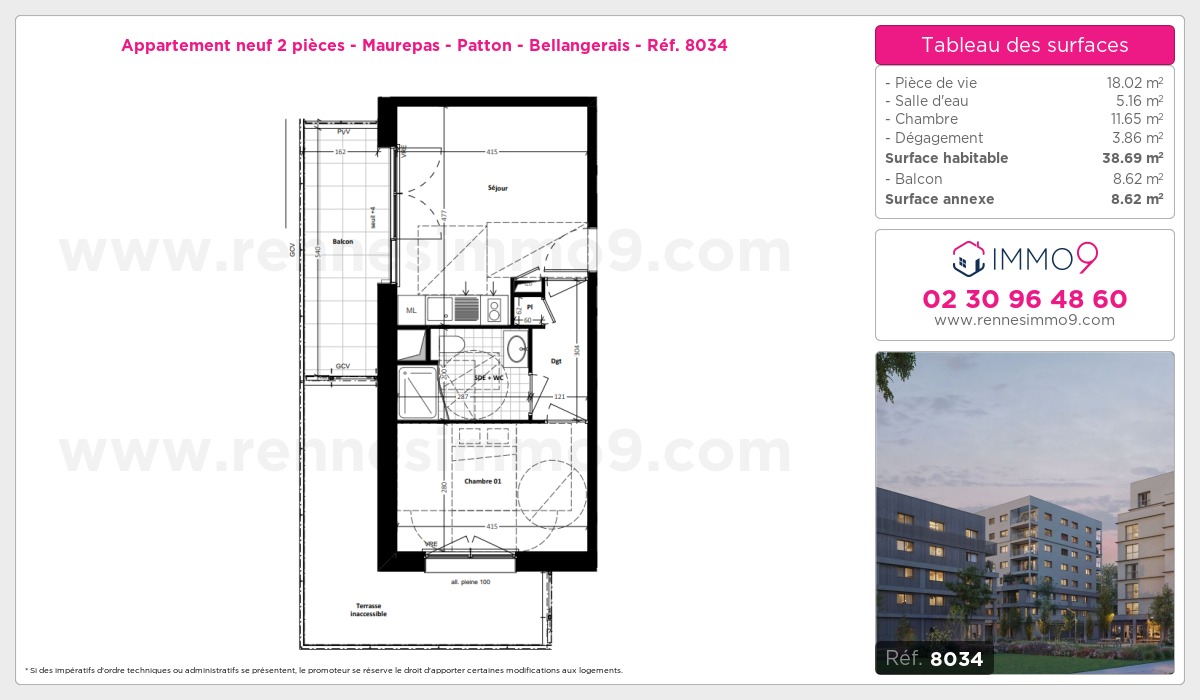 Plan et surfaces, Programme neuf Rennes : Maurepas - Patton - Bellangerais Référence n° 8034