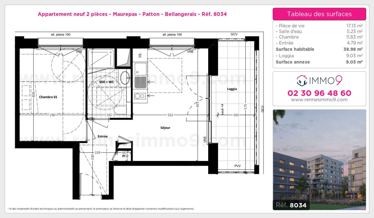 Plan et surfaces, Programme neuf Rennes : Maurepas - Patton - Bellangerais Référence n° 8034