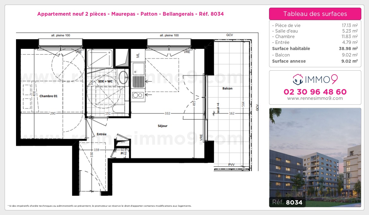 Plan et surfaces, Programme neuf Rennes : Maurepas - Patton - Bellangerais Référence n° 8034
