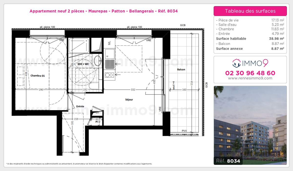 Plan et surfaces, Programme neuf Rennes : Maurepas - Patton - Bellangerais Référence n° 8034