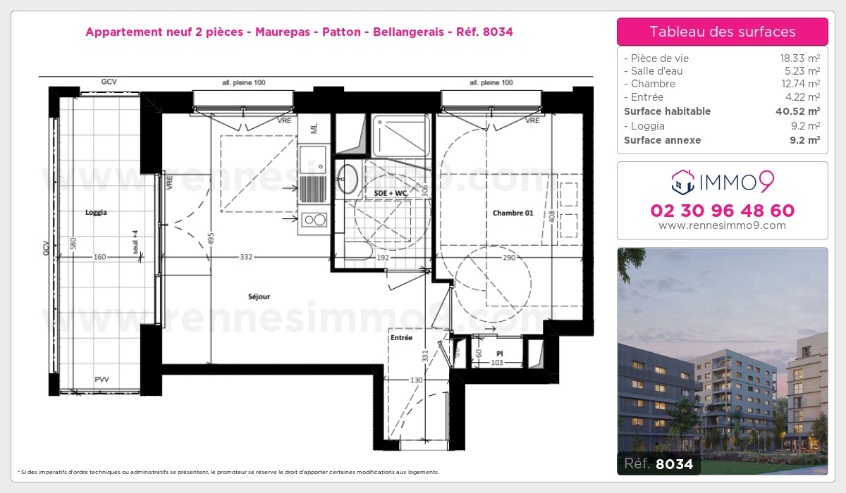 Plan et surfaces, Programme neuf Rennes : Maurepas - Patton - Bellangerais Référence n° 8034