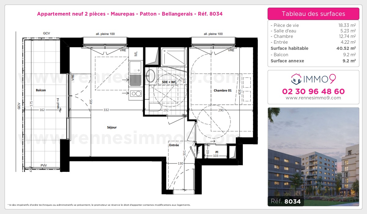 Plan et surfaces, Programme neuf Rennes : Maurepas - Patton - Bellangerais Référence n° 8034