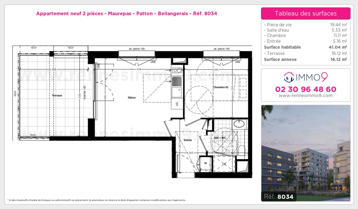 Plan et surfaces, Programme neuf Rennes : Maurepas - Patton - Bellangerais Référence n° 8034
